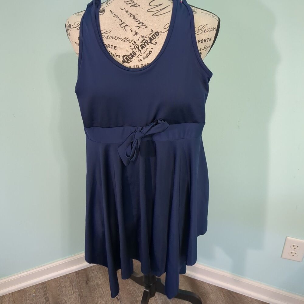 Swim Dress DANIFY Sz 44 Bathing Suit Blue Skirt Cover Up Swimwear Women's